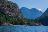 Two guests on a Guided Kayak Package in Desolation Sound Marine Park