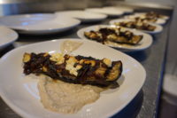 A roasted eggplant appetizer on Middle Eastern night at Cabana Desolation