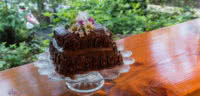 A chocolate cake created for a guest's birthday