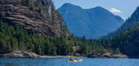 Father and son paddling to Tenedos Bay in Desolation Sound