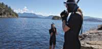 Two Cabana Desolation Guests getting ready to snorkel in Desolation Sound