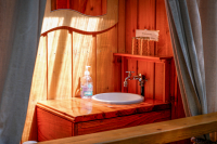 Eco friendly soap by the sink at Cabana Desolation Eco Resort