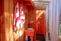 On demand hot water showers provide comfort in the rainforest